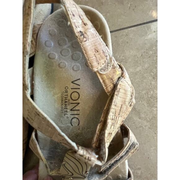 Vionic Amber Cork Sandals Women's Shoes Size 8 Tan Summer Walking Comfort Flaws - Picture 2 of 10
